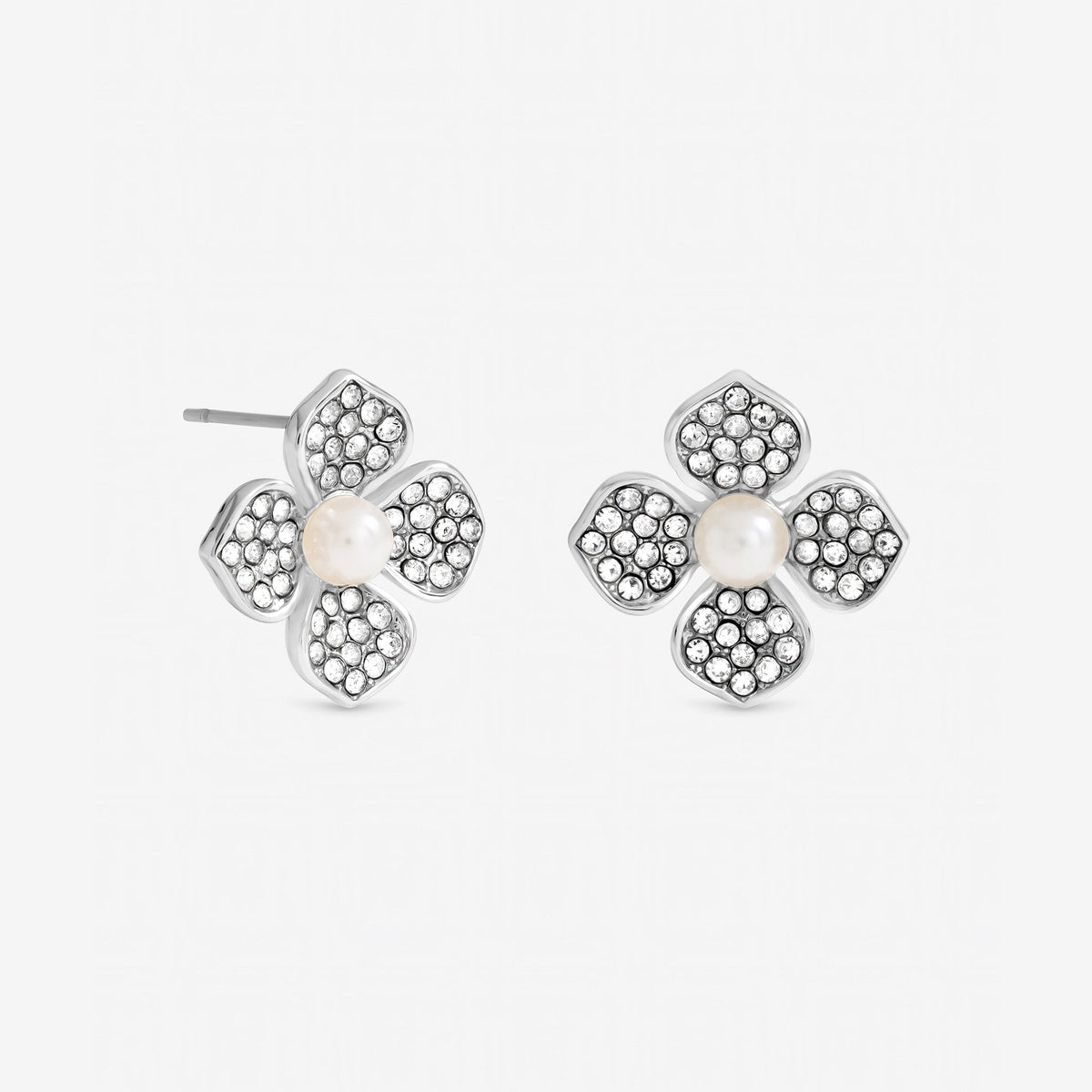 Mood Silver Plated and Pearl Clover Earrings