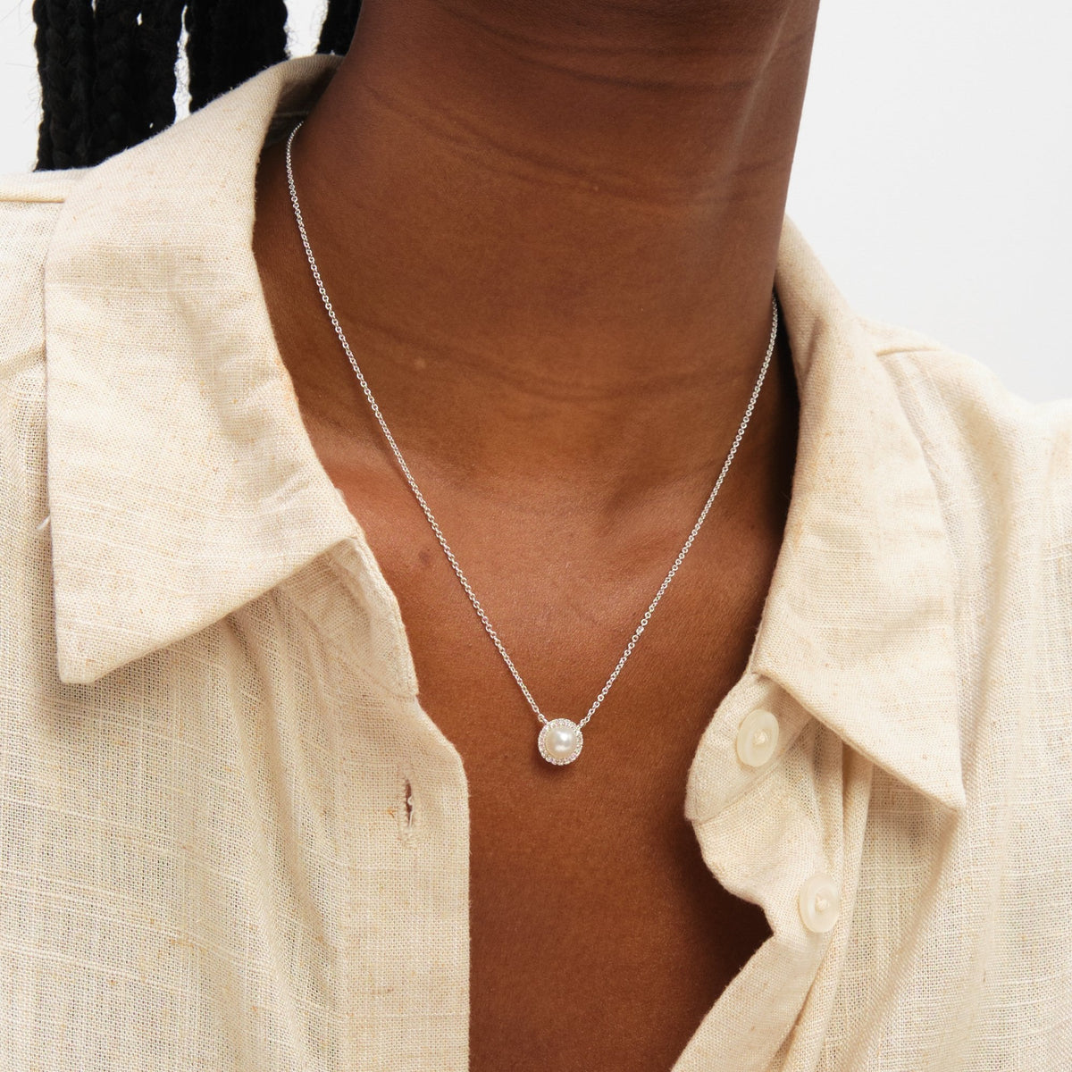 Inicio Sterling Silver Pearl Halo Set - Gift Box