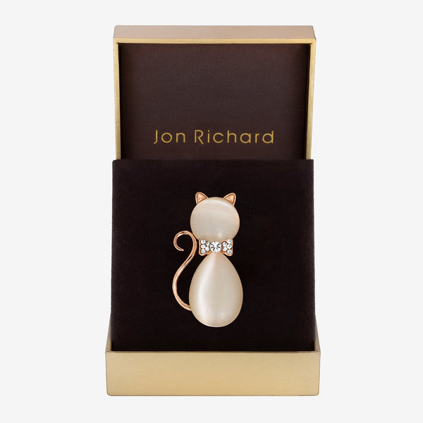 Jon Richard Crysal Cat Brooch - Gift Box