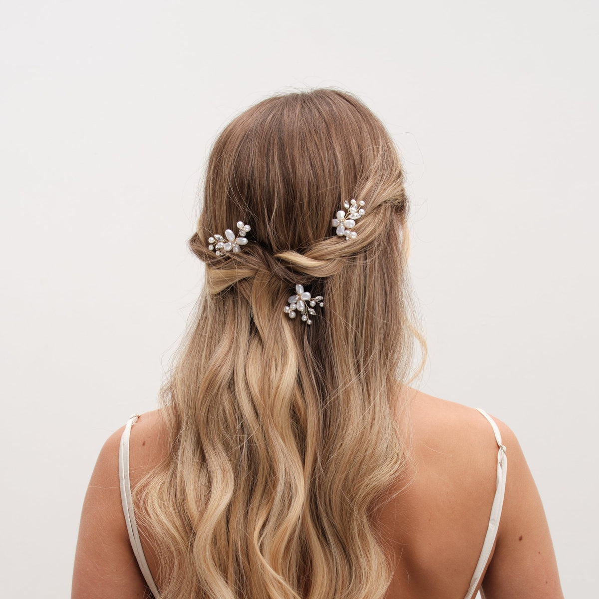 Jon Richard Gold Plated Mother of Pearl Floral Hair Pins