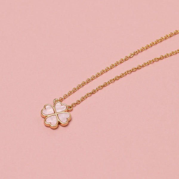 Jon Richard Gold Plated and Pink Clover Heart Pendant Necklace