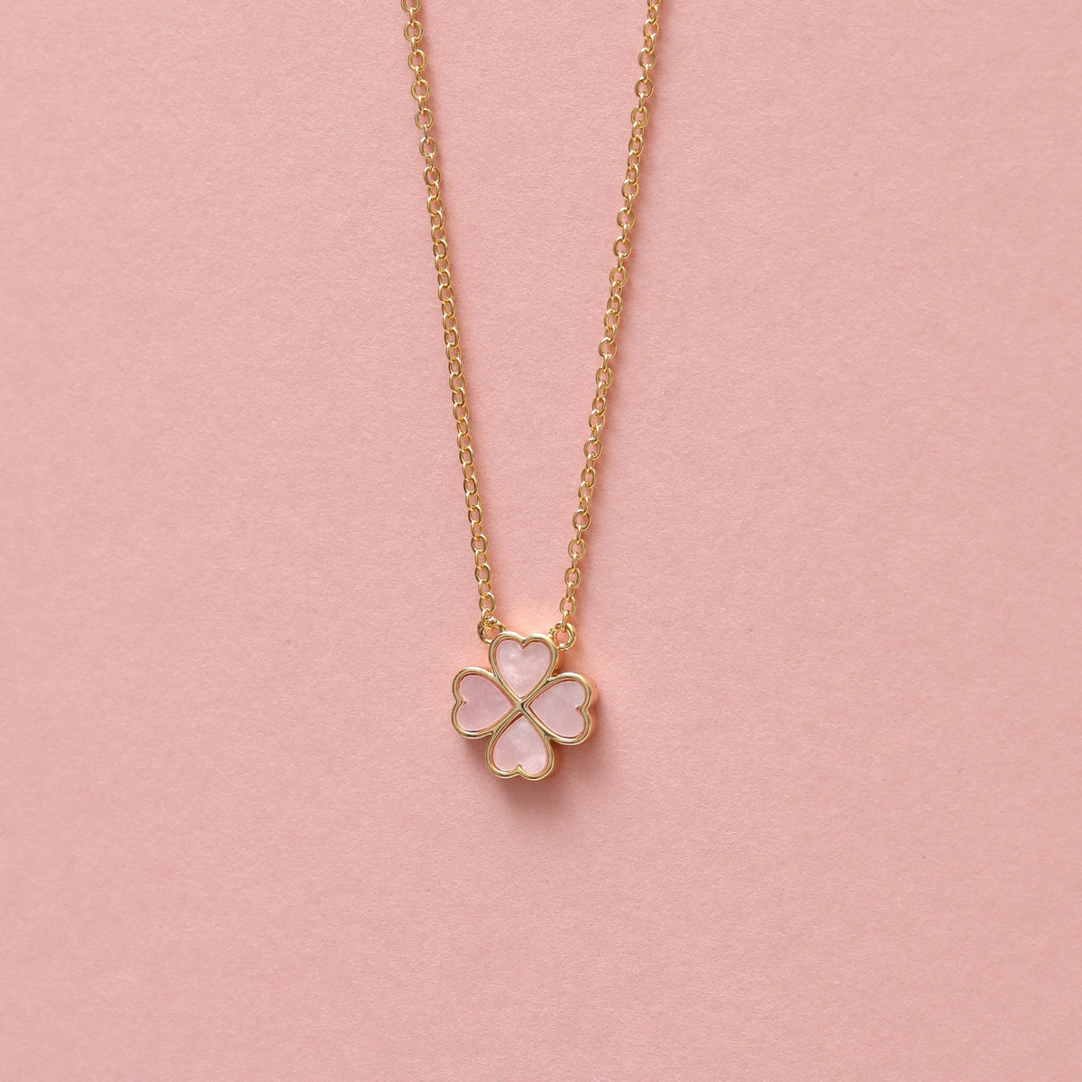 Jon Richard Gold Plated and Pink Clover Heart Pendant Necklace