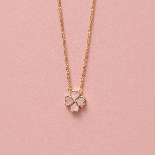Jon Richard Gold Plated and Pink Clover Heart Pendant Necklace