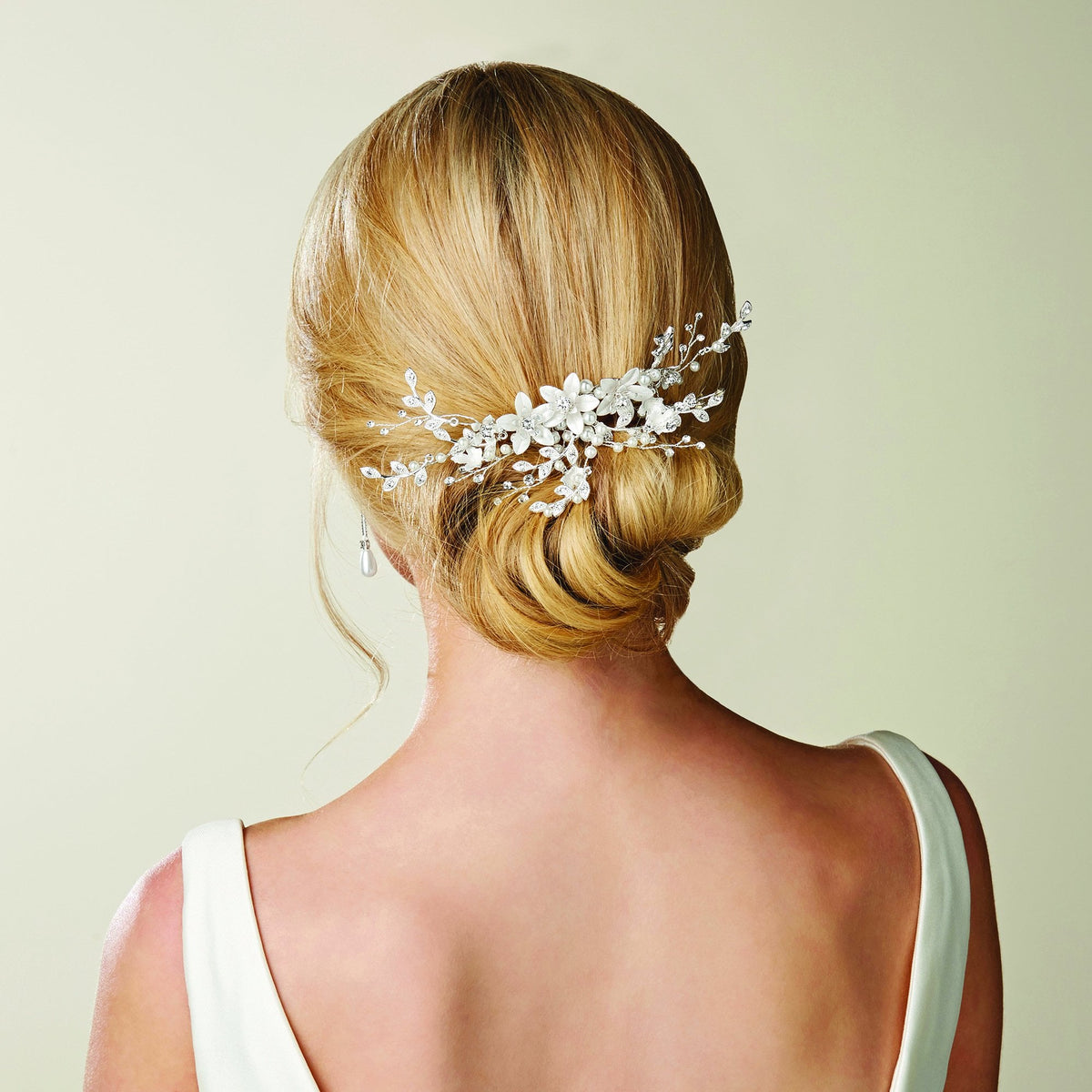 Madeline Silver Texture Petal Maple Leaf Spray Comb