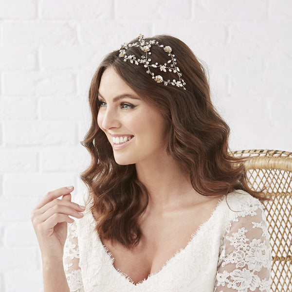 Sienna Gold Floral Hair Vine