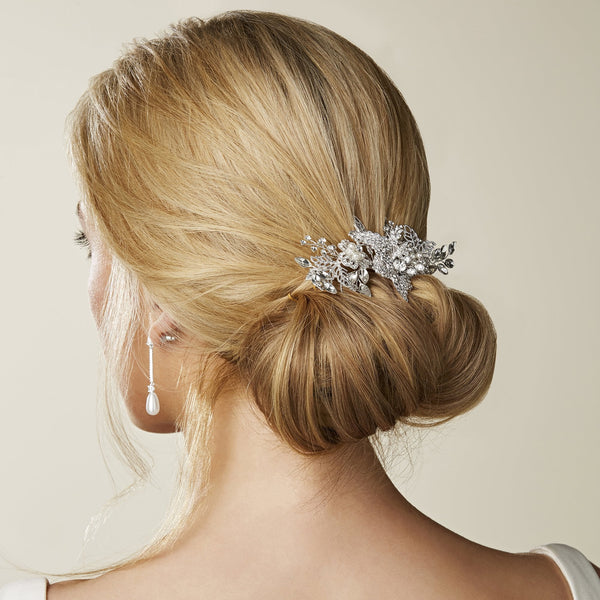 Suzie Open Leaf and Crystal Clip
