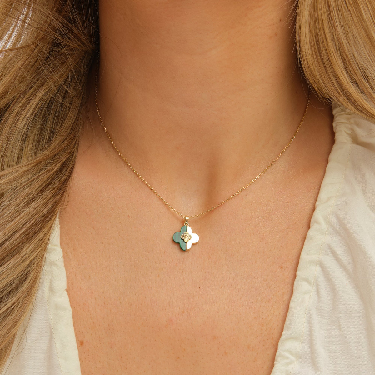 Inicio Gold Plated and Malachite Clover Set - Gift Box