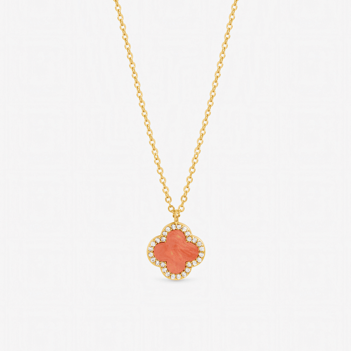 Jon Richard Gold Plated and Coral Clover Pendant Necklace