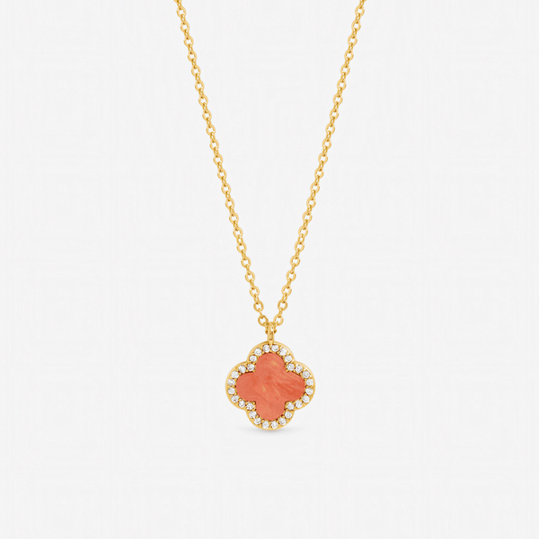 Jon Richard Gold Plated and Coral Clover Pendant Necklace