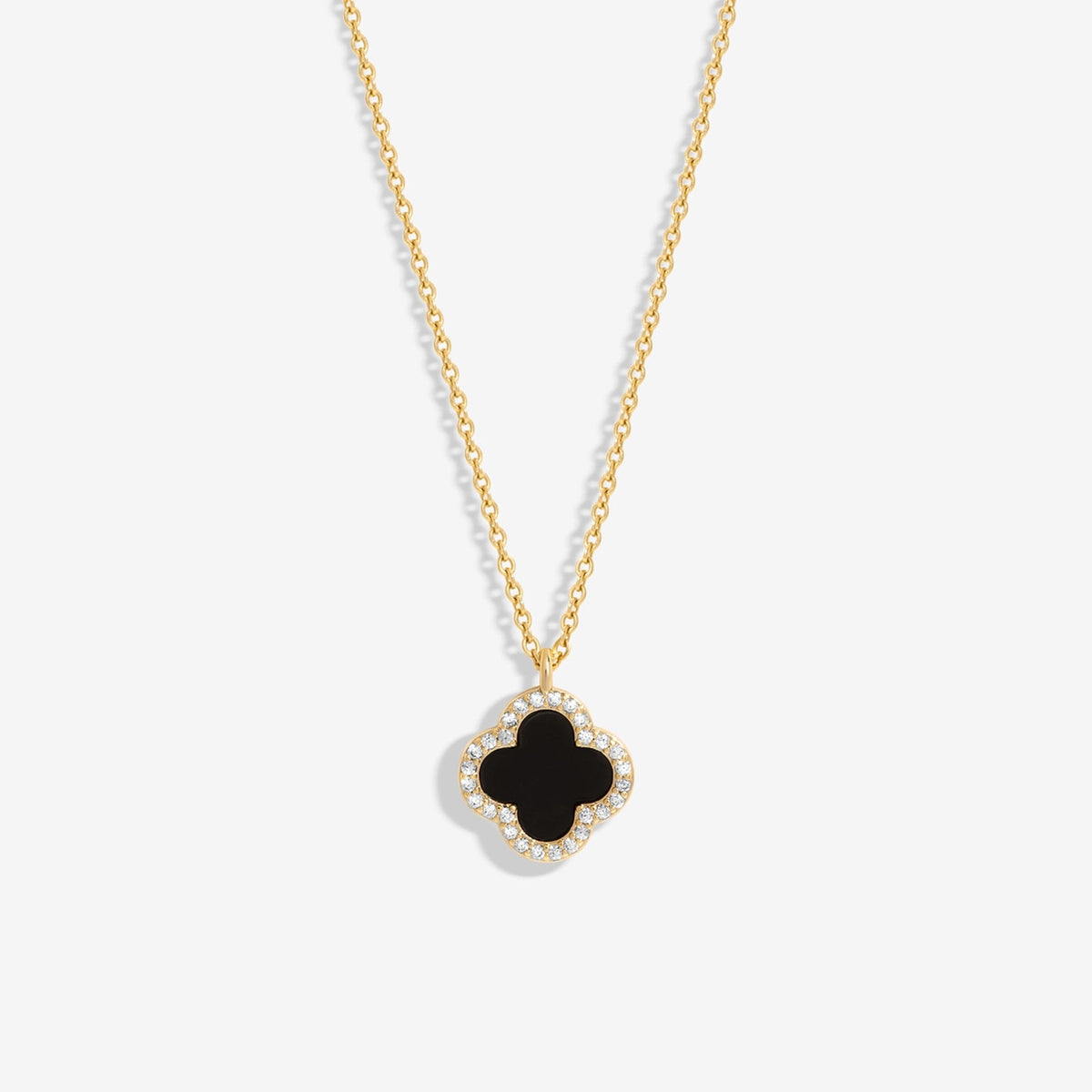 Jon Richard Gold Plated and Jet Clover Pendant Necklace