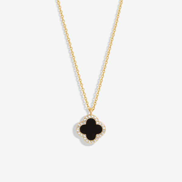 Jon Richard Gold Plated and Jet Clover Pendant Necklace