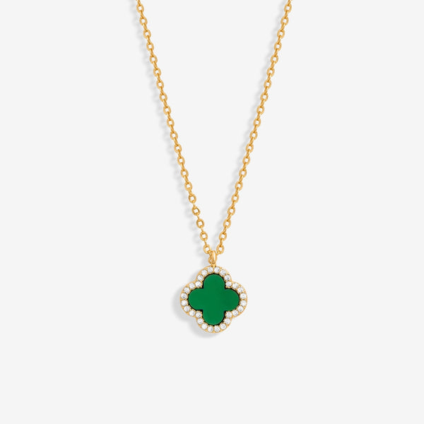 Jon Richard Gold Plated And Malachite Clover Pendant Necklace