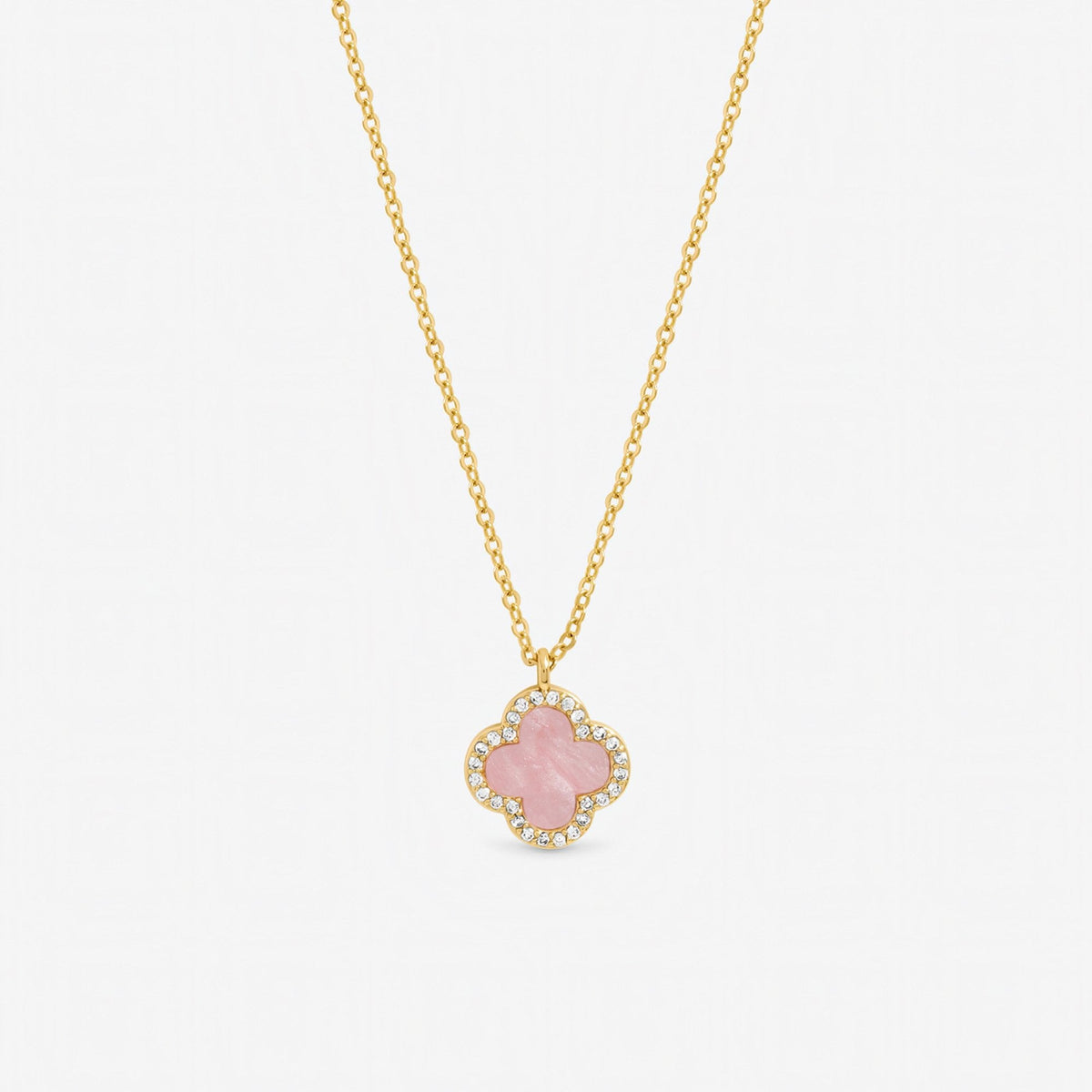 Jon Richard Gold Plated and Pink Clover Pendant Necklace