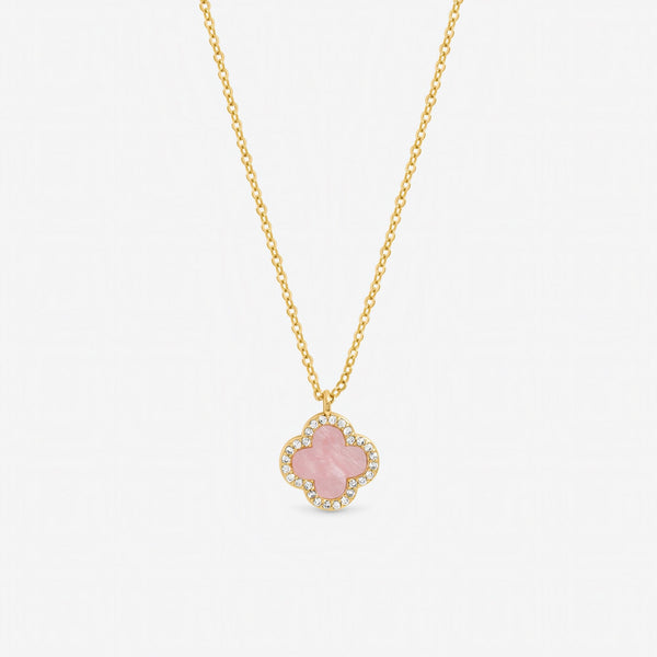 Jon Richard Gold Plated and Pink Clover Pendant Necklace