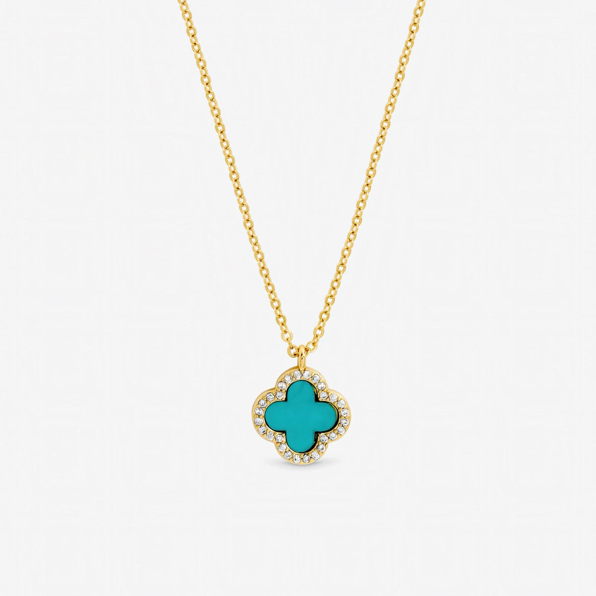 Jon Richard Gold Plated and Turquoise Clover Pendant Necklace