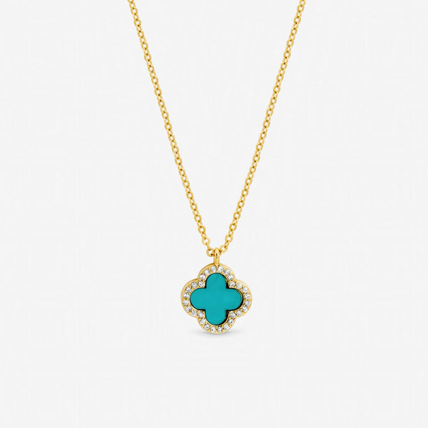 Jon Richard Gold Plated and Turquoise Clover Pendant Necklace