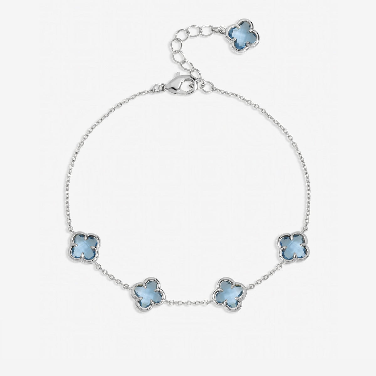 Inicio Sterling Silver Light Sapphire Clover Bracelet - Gift Pouch
