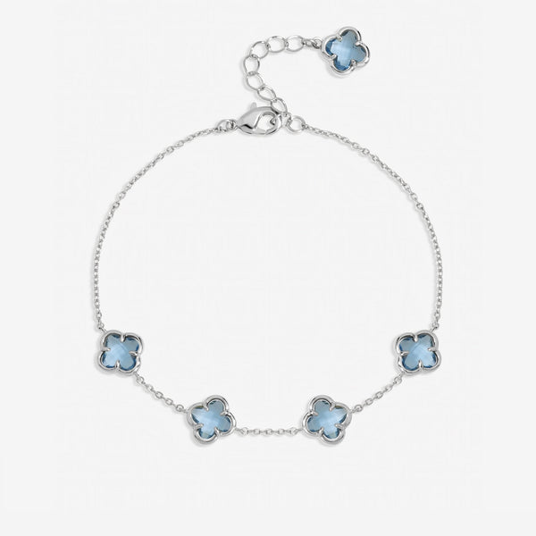 Inicio Sterling Silver Light Sapphire Clover Bracelet - Gift Pouch