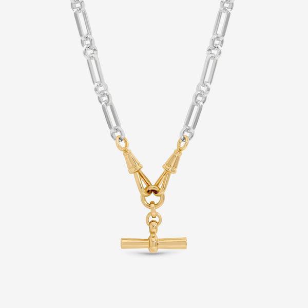 Inicio Two Tone T Bar Necklace - Gift Pouch