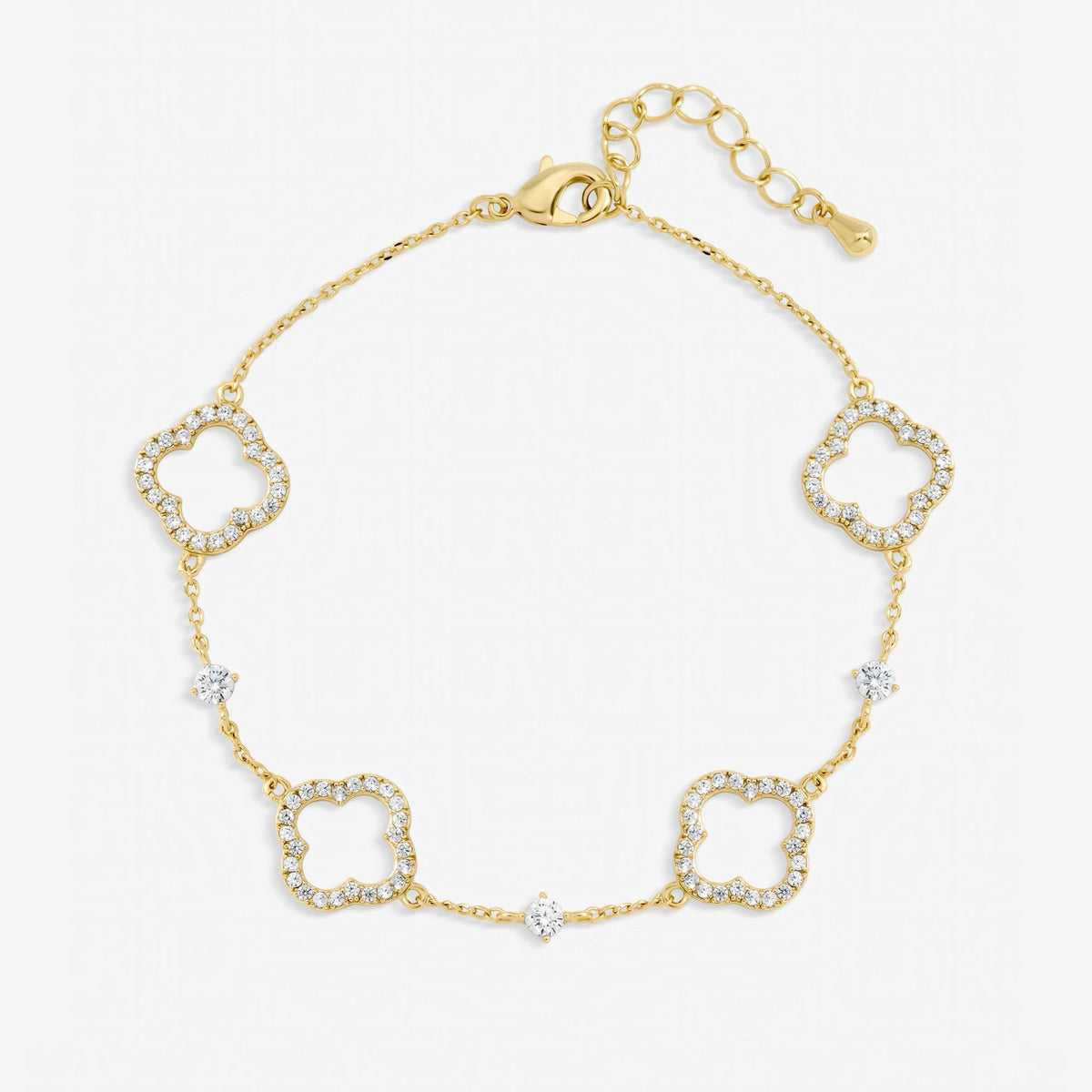 Jon Richard Gold Plated Pave and Crystal Open Clover Bracelet