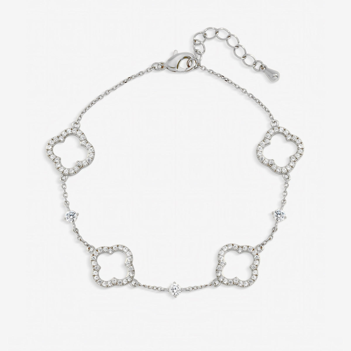 Jon Richard Silver Plated Pave and Crystal Open Clover Bracelet