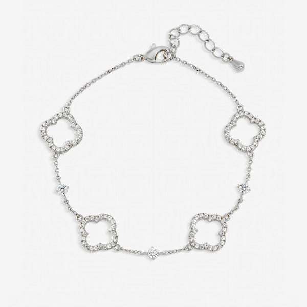 Jon Richard Silver Plated Pave and Crystal Open Clover Bracelet