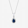 Jon Richard Rhodium Plated Cubic Zirconia Sapphire Pendant Necklace