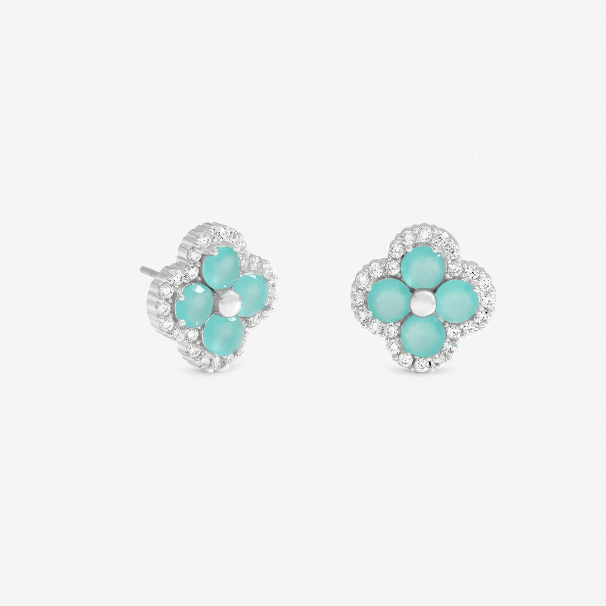 Jon Richard Silver Plated and Blue Clover Stud Earrings