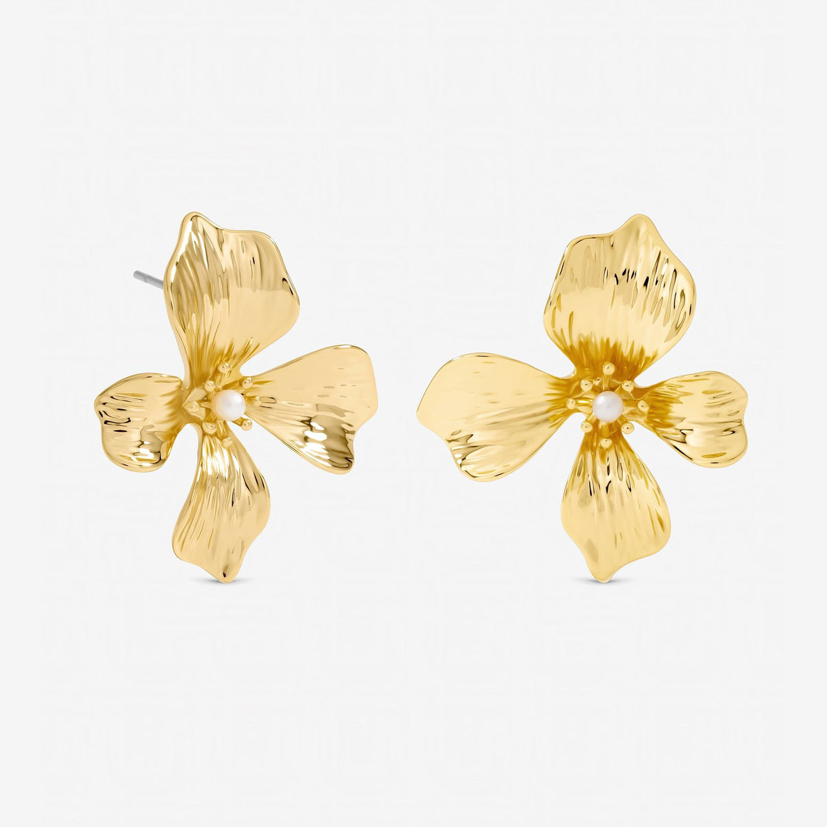 Jon Richard Gold Plated and Pearl Statement Flower Stud Earrings