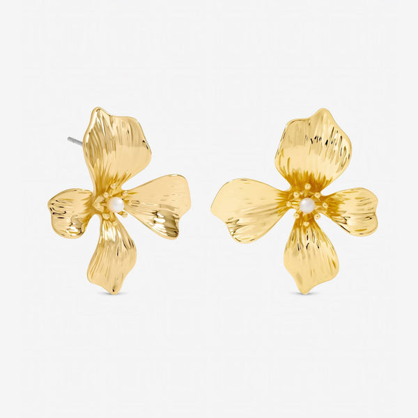Jon Richard Gold Plated and Pearl Statement Flower Stud Earrings