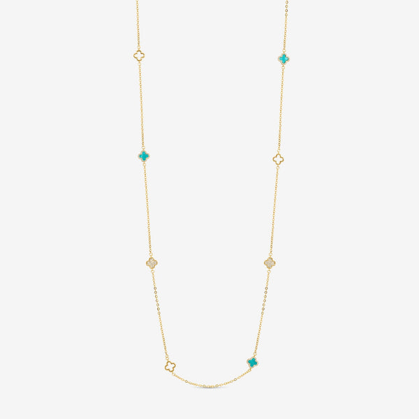 Jon Richard Gold Plated and Turquoise Long Station Clover Necklace