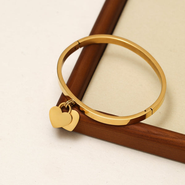 Jon Richard Gold Plated Waterproof Heart Charm Engraveable Bangle