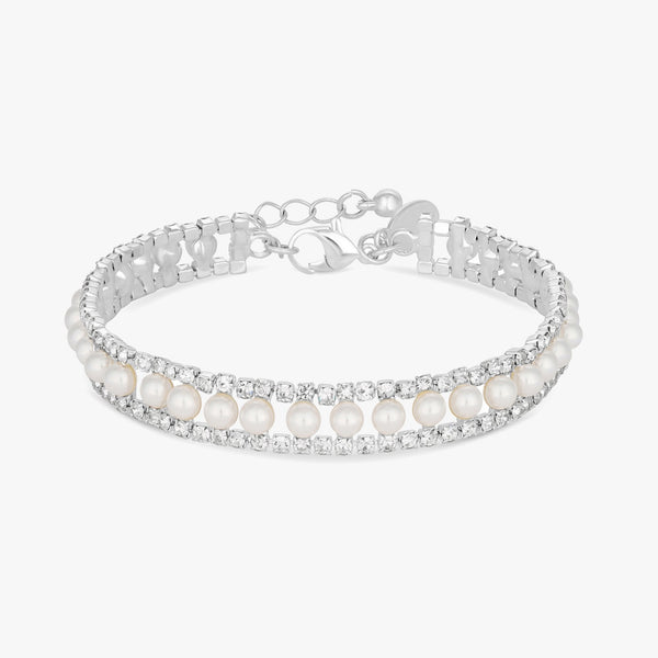Jon Richard Silver Plated Pearl And Crystal Bracelet