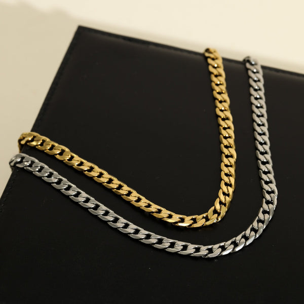 Inicio Men's Gold Plated Waterproof Curb Chain Necklace - Gift Pouch