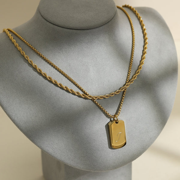 Inicio Men's Gold Plated Waterproof Dog Tag Necklace - Gift Pouch