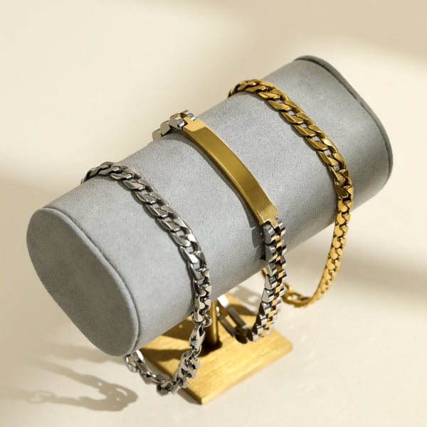 Inicio Men's Waterproof Gold Plated Curb Chain Bracelet - Gift Pouch