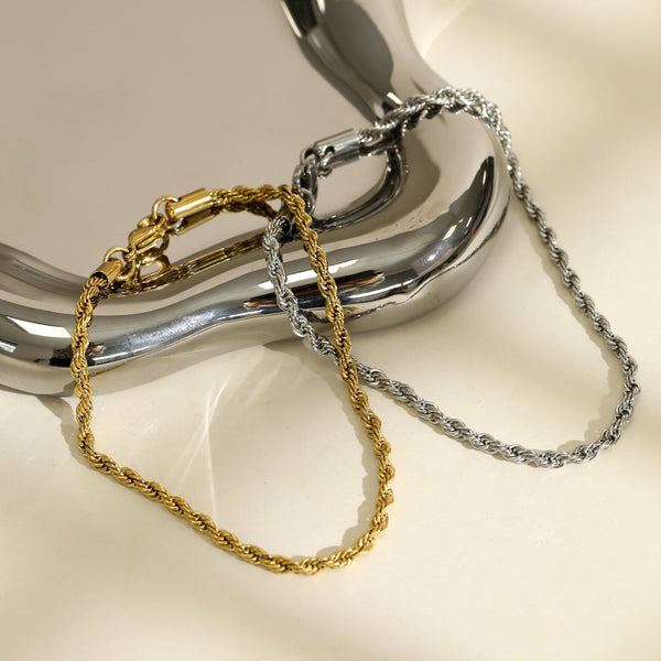 Inicio Men's Gold Plated Waterproof Twist Rope Bracelet - Gift Pouch