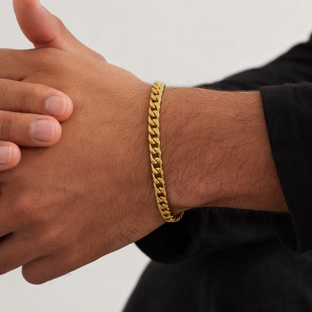 Inicio Men's Waterproof Gold Plated Curb Chain Bracelet - Gift Pouch