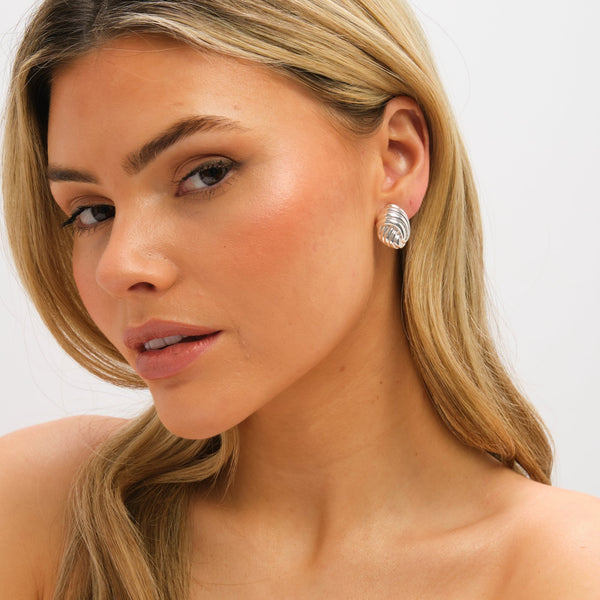 Jon Richard Silver Plated Shell Clip Earrings