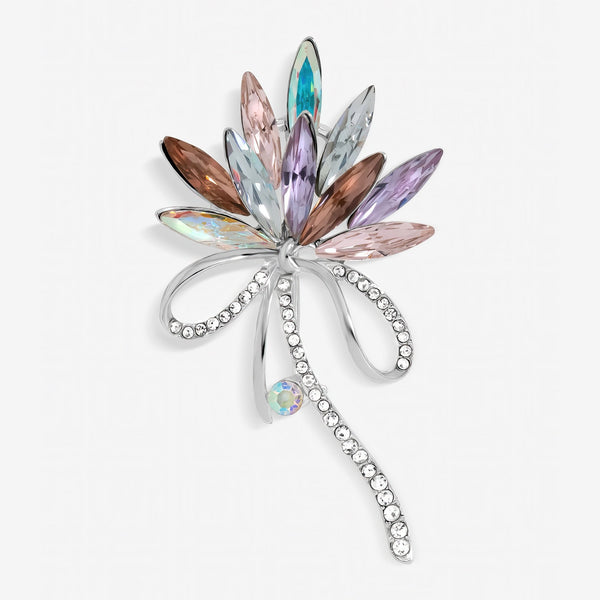 Jon Richard Pink Tones Navette and Crystal Pave Ribbon Brooch - Gift Box