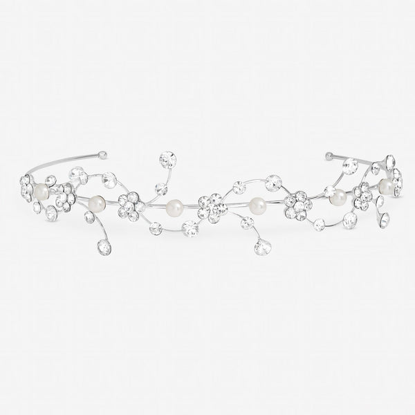 Crystal Flower and Pearl Waves Headband