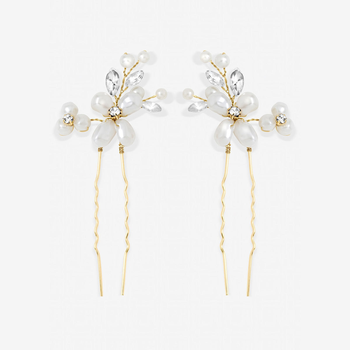 Jon Richard Gold Plated Mother of Pearl Floral Hair Pins