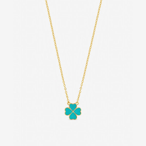 Jon Richard Gold Plated and Turquoise Heart Clover Pendant Necklace