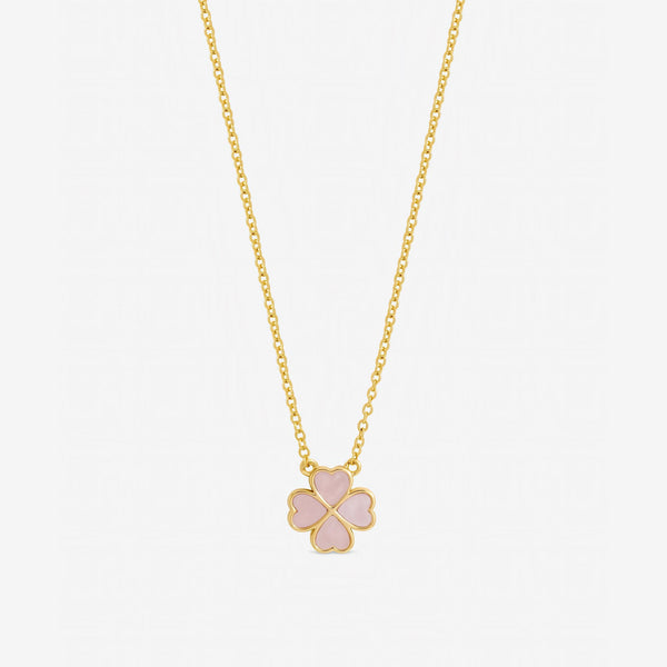 Jon Richard Gold Plated and Pink Clover Heart Pendant Necklace