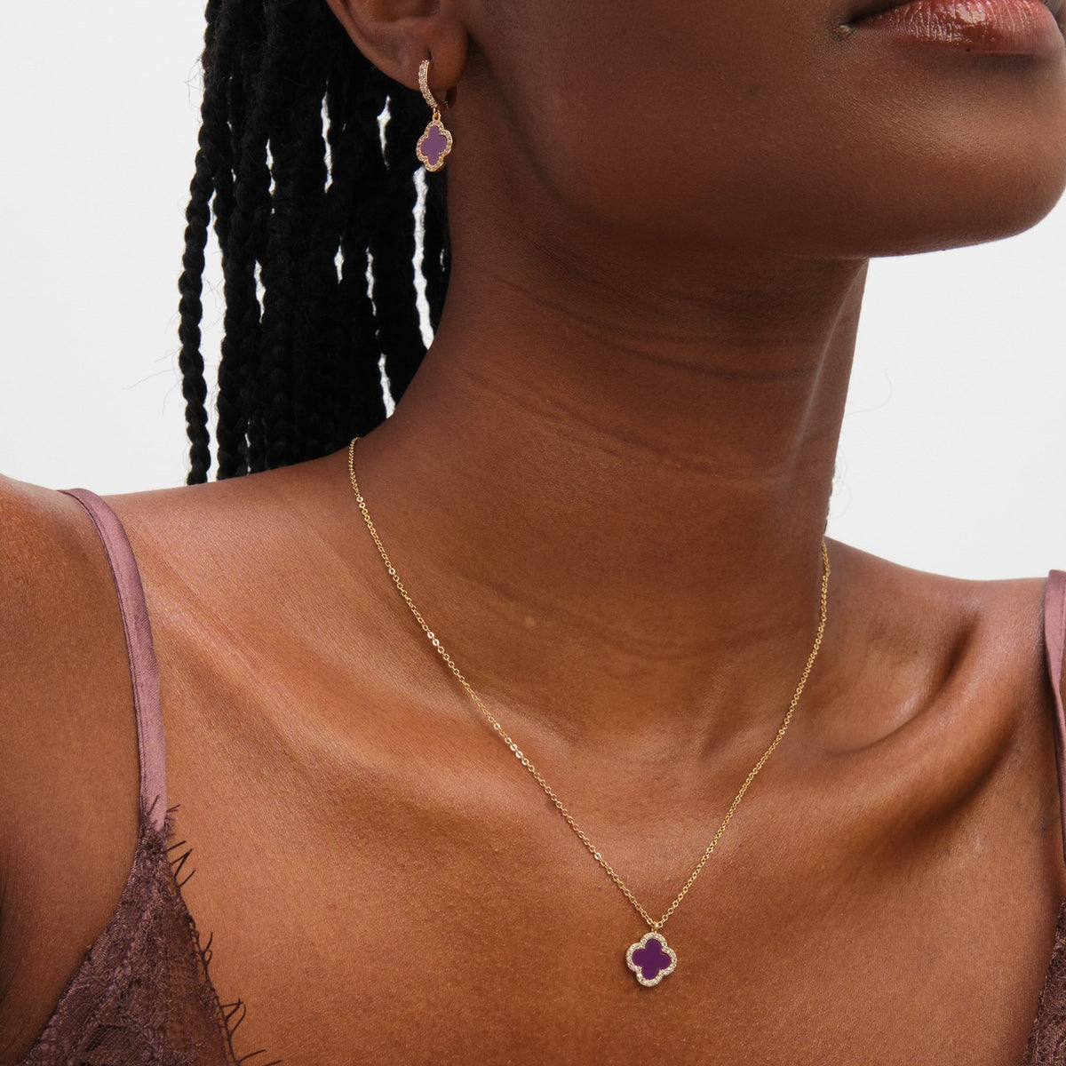 Jon Richard Gold Plated and Purple Clover Pendant Necklace