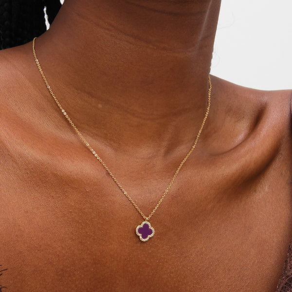 Jon Richard Gold Plated and Purple Clover Pendant Necklace