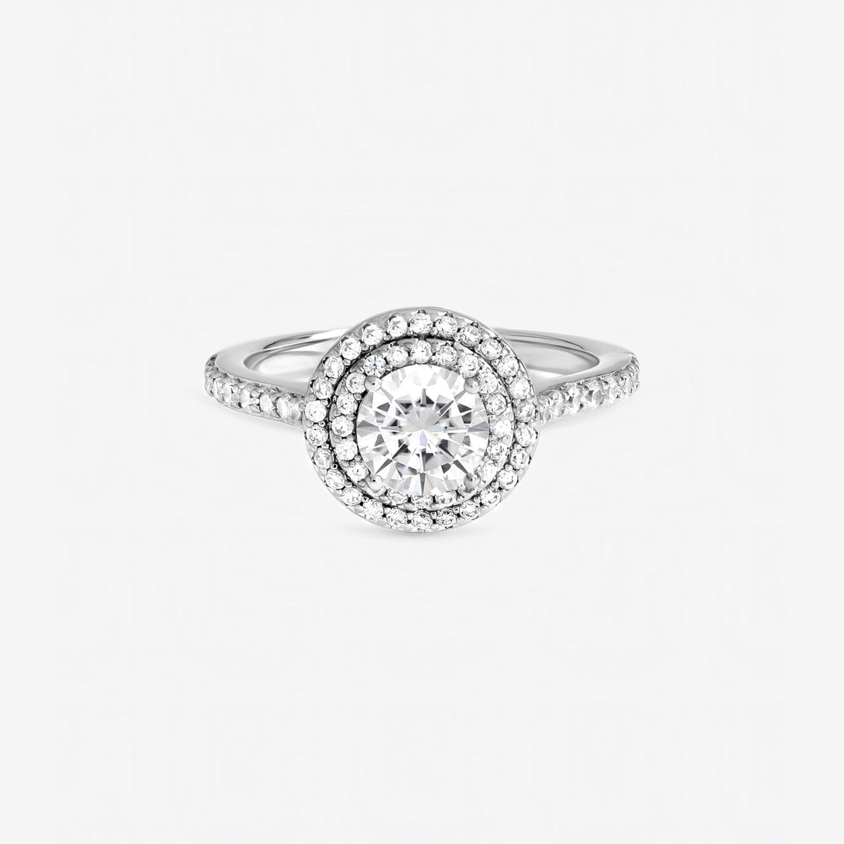 Jon Richard Rhodium Plated Cubic Zirconia Halo Ring