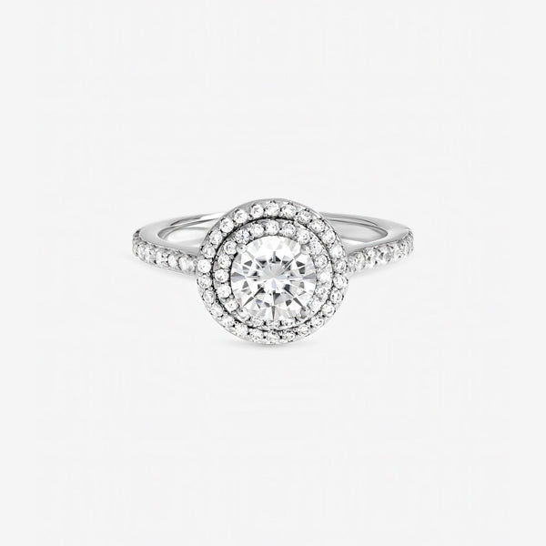 Jon Richard Rhodium Plated Cubic Zirconia Halo Ring