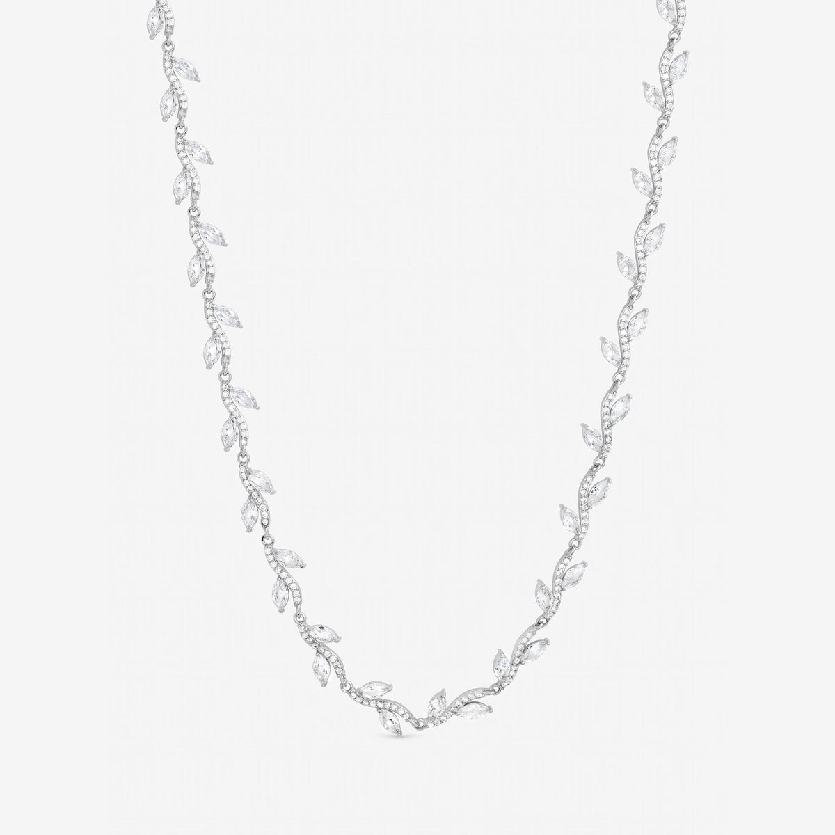 Jon Richard Silver Plated Pave Wave Leaf Collar Necklace