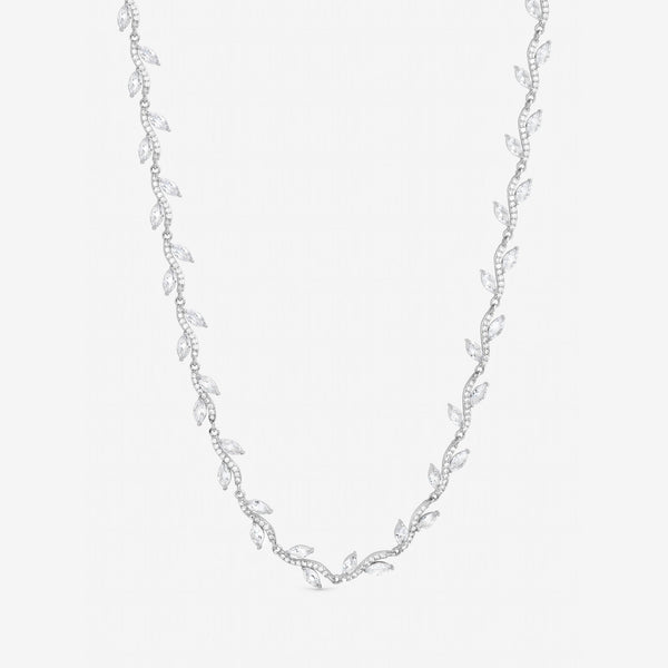 Jon Richard Silver Plated Pave Wave Leaf Collar Necklace